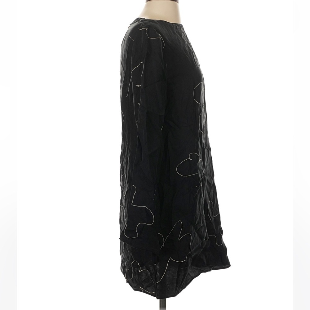 Madewell Erika Cupro Shift Dress Black Floral Mini Long Sleeve NWT Size Small - Picture 4 of 7